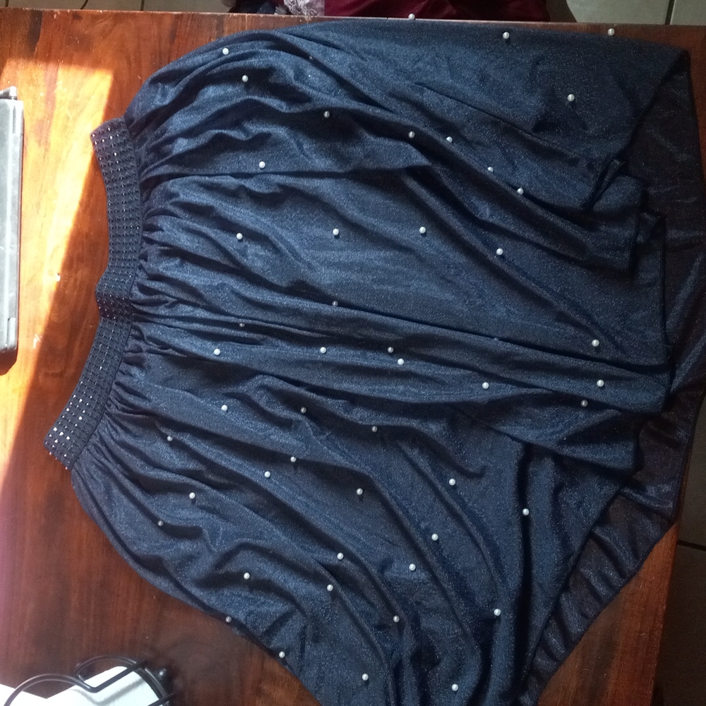 Blue skirt with pearl beads